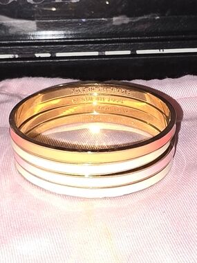 kate spade Gold-Tone Bracelet with 1 Coral, 1 Pink & 2 Cream Enamel Braclete Set